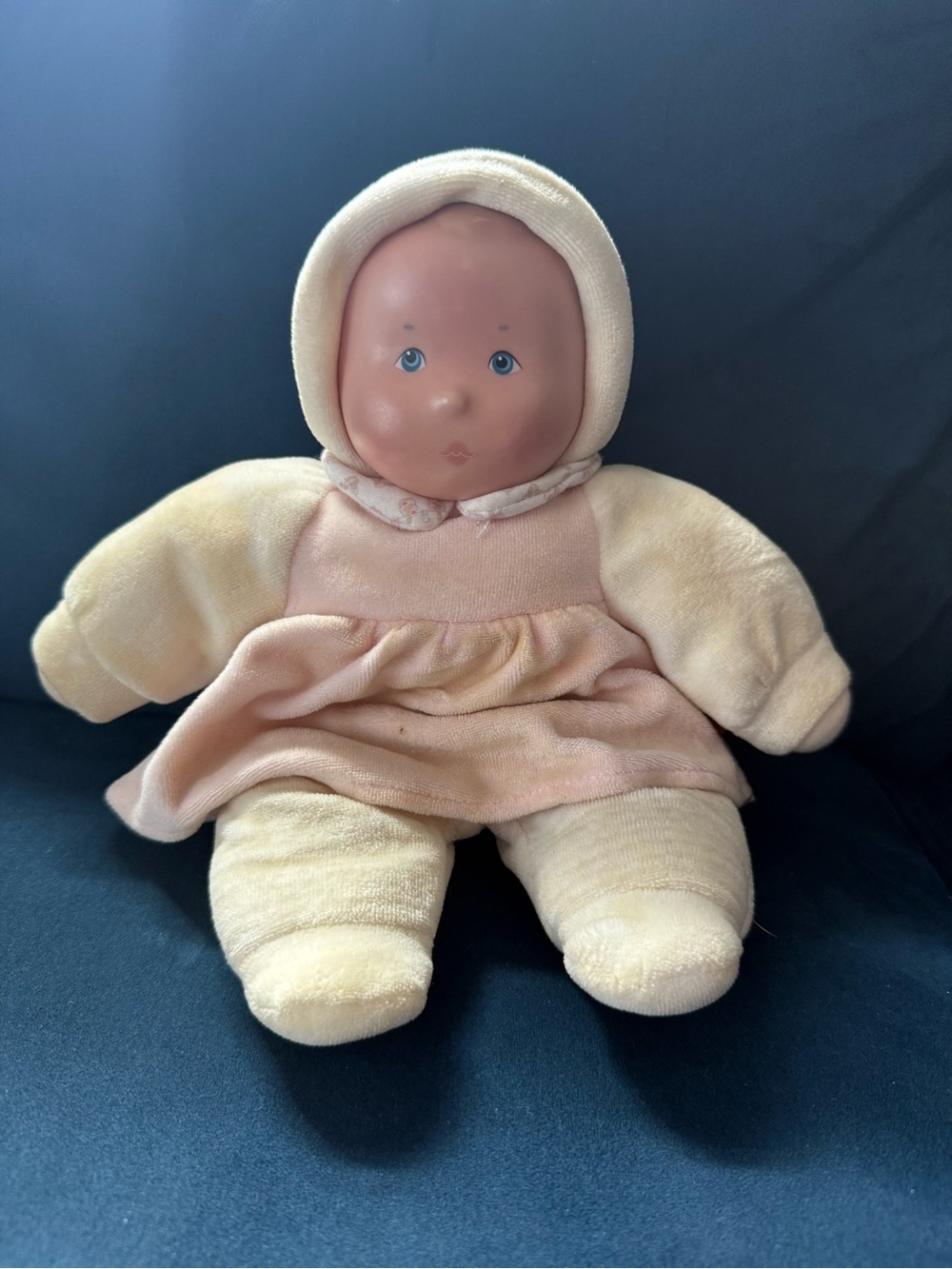 Rare VTG Gotz-Puppen Eden Soft Baby Doll With Vinyl Face Pink Stuffed Doll Lovey